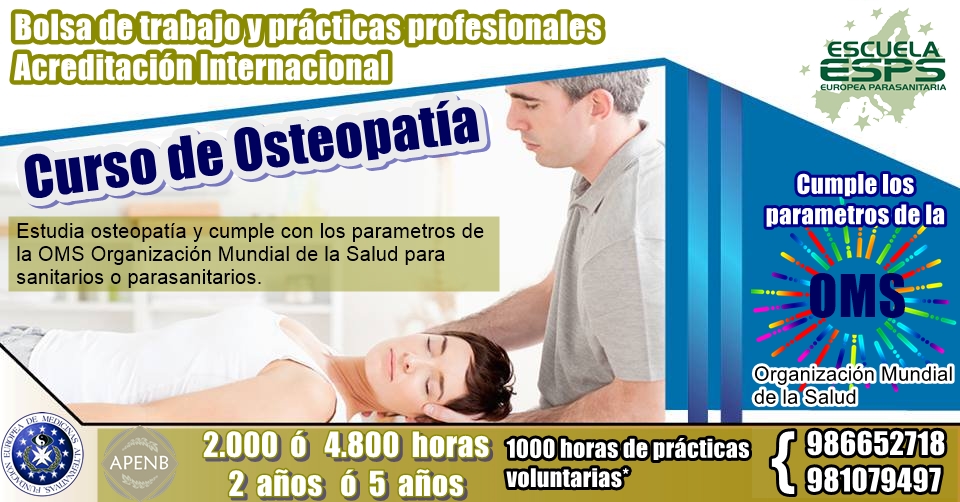 Cursos de osteopatía OMS. Cursos de osteopatia en Pontevedra, Vigo, Coruña, Santiago de Compostela