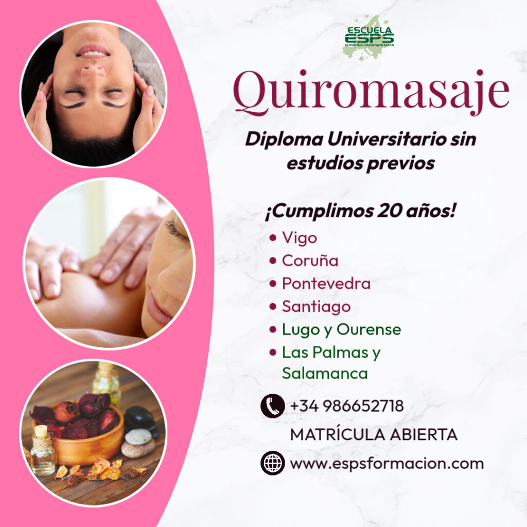 curso de quiromasaje universitario con triple titulación de universidades internacionales y especialización en masaje deportivo